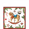 Karácsonyi hintalovas háromrétegű papírszalvéta 25x25 cm 20 db-os Christmas Toys fehér