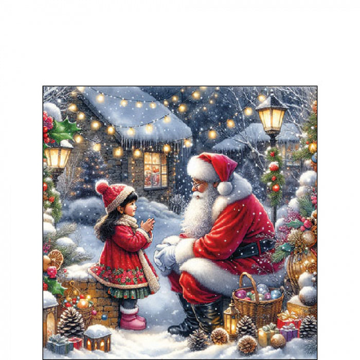 Karácsonyi télapós háromrétegű papírszalvéta 25x25 cm 20 db-os Talking to Santa