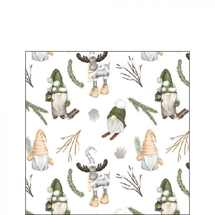 Karácsonyi háromrétegű papírszalvéta 25x25 cm 20 db Forest gnomes