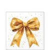 Karácsonyi masnis arany-fehér szalvéta 25x25 cm 20 db-os Fancy Bow