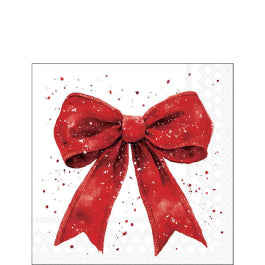 Karácsonyi masnis piros-fehér szalvéta 25x25 cm 20 db-os Fancy Bow