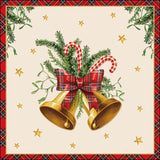 Háromrétegű karácsonyi papírszalvéta 33x33 cm 20 db Scottish bells krém
