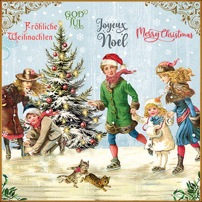 Háromrétegű karácsonyi papírszalvéta 33x33 cm 20 db X-Mas on ice blue