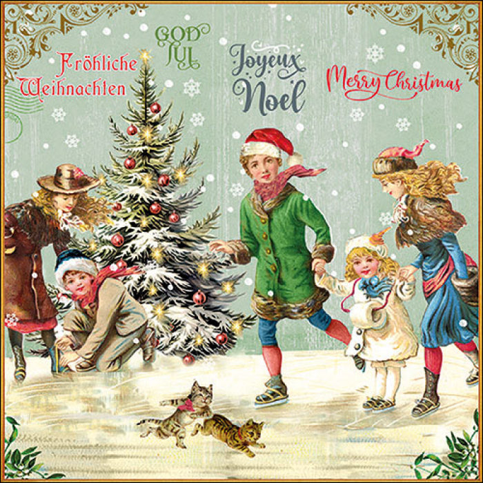 Háromrétegű karácsonyi papírszalvéta 33x33 cm 20 db X-Mas on ice green