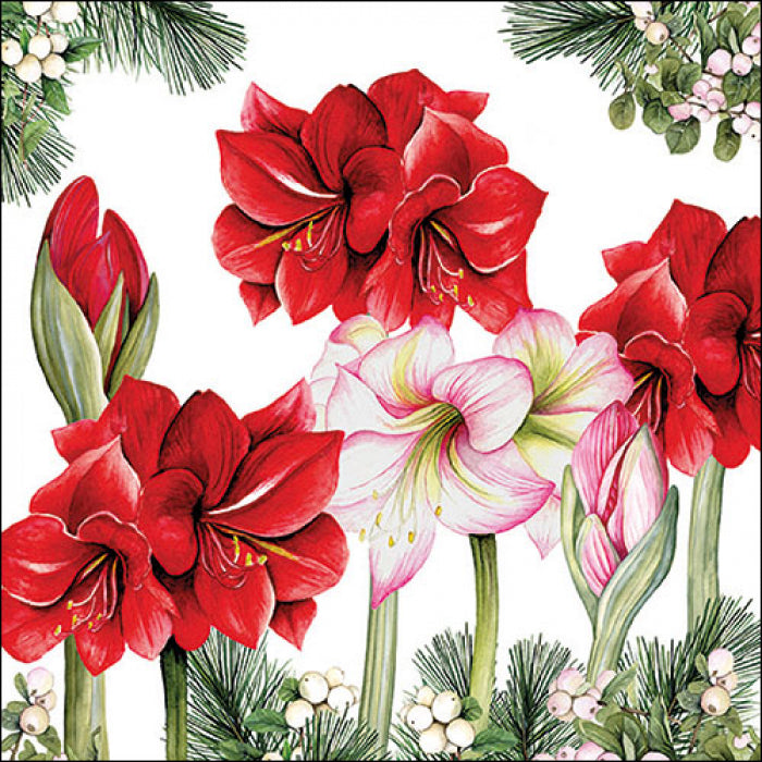 Háromrétegű papírszalvéta 33x33 cm 20 db Karácsonyi Amarillisz
