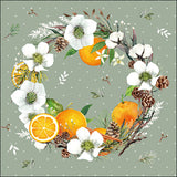 Háromrétegű karácsonyi papírszalvéta 33x33 cm 20 db Helleborus and oranges