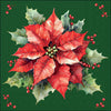 Karácsonyi mikulásvirág mintás zöld szalvéta 33x33 cm 20 db-os Festive Poinsettia