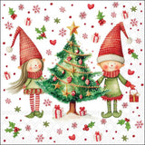 Karácsonyi manós szalvéta 33x33 cm 20 db-os Elves by the Tree