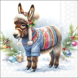 Karácsonyi csacsis szalvéta 33x33 cm 20 db-os Wooly Donkey