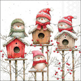 Karácsonyi madaras szalvéta 33x33 cm 20 db-os Birdhouse Quartet