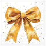 Karácsonyi masnis arany-fehér szalvéta 33x33 cm 20 db-os Fancy Bow