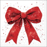 Karácsonyi masnis piros-fehér szalvéta 33x33 cm 20 db-os Fancy Bow
