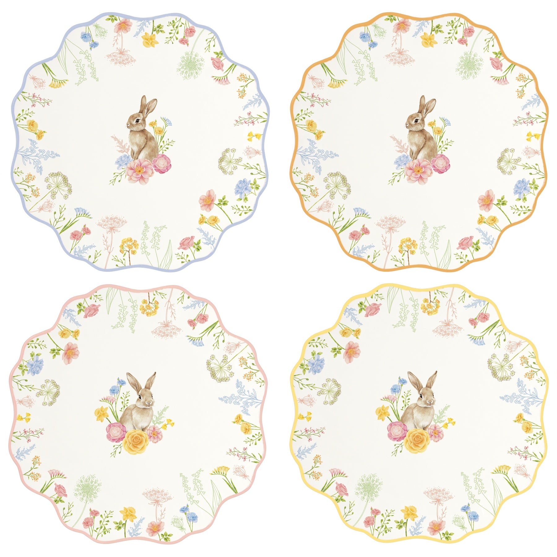 Húsvéti nyuszis porcelán desszertes tányér 21 cm Trés Jolie 4 db szett díszdobozban