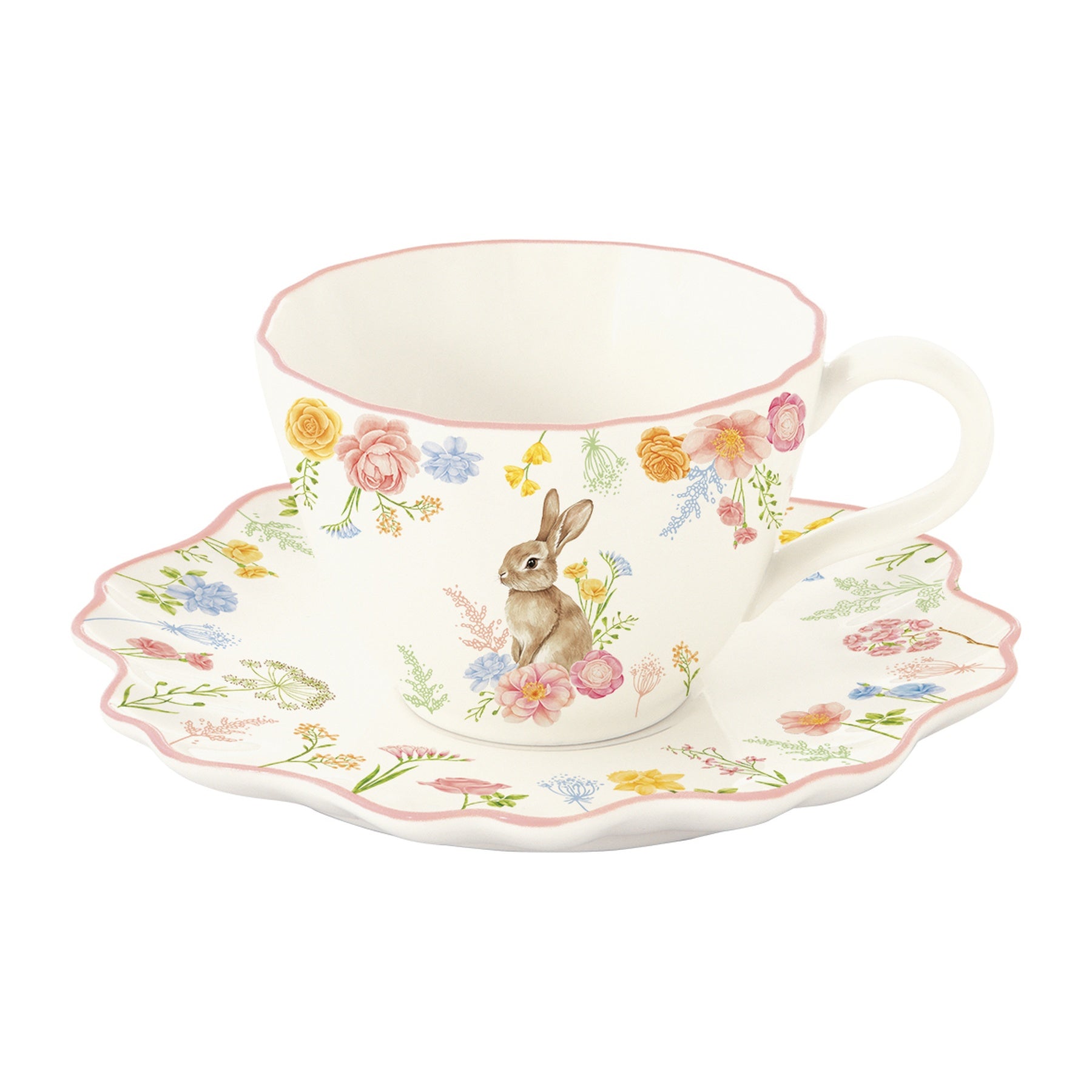Húsvéti nyuszis porcelán teás csésze + alj 200 ml díszdobozban