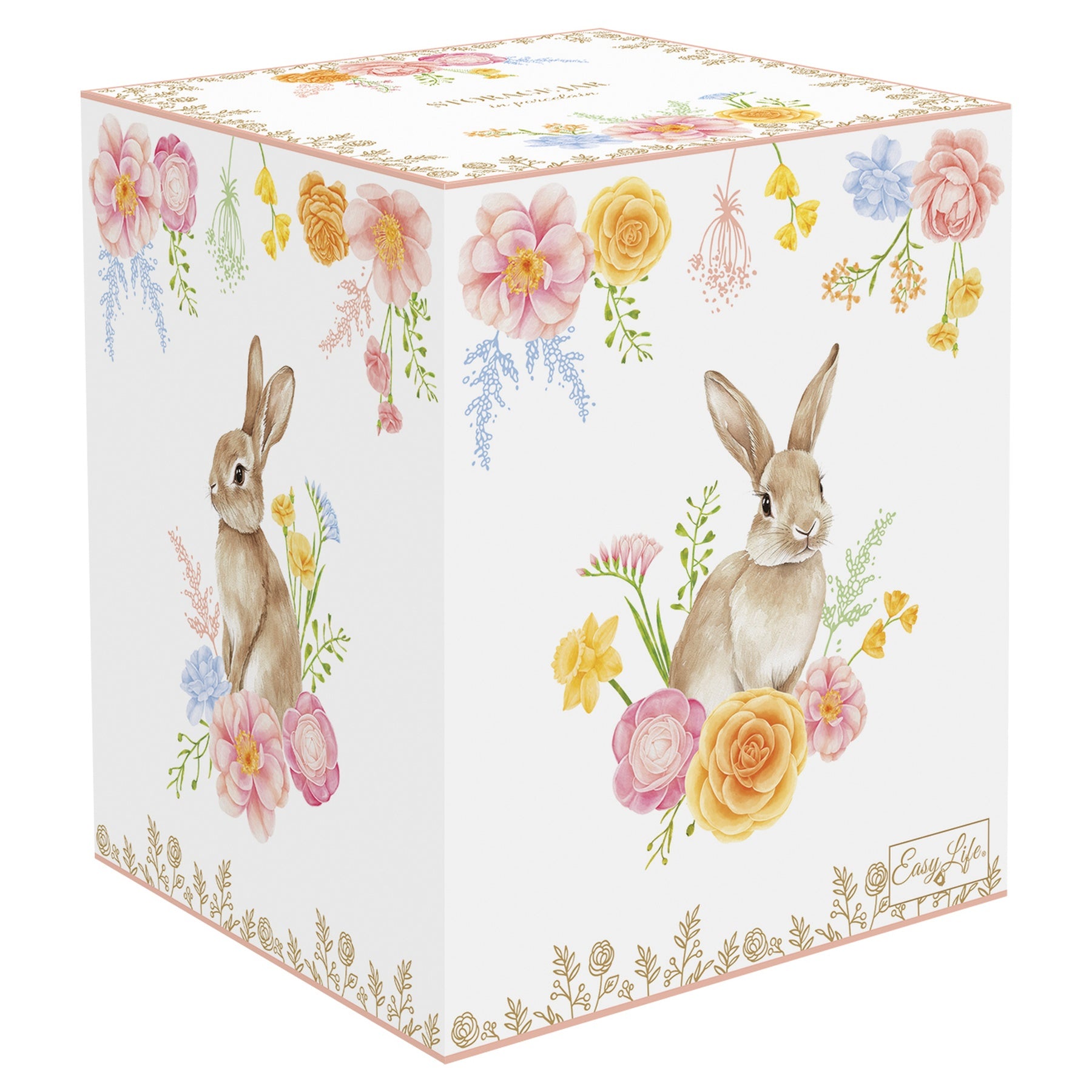 Húsvéti nyuszis porcelán keksztároló 11x18 cm tojás forma díszdobozban