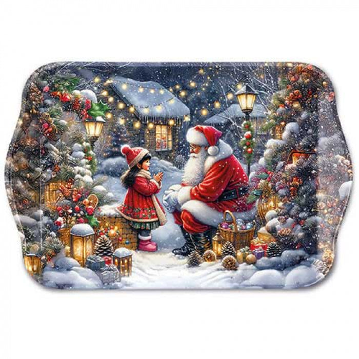 Karácsonyi télapós műanyag konyhai kis tálca Talking to Santa