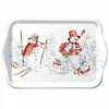 Karácsonyi hóemberes műanyag kis konyhai tálca 13x21 cm Sporty Snowmen