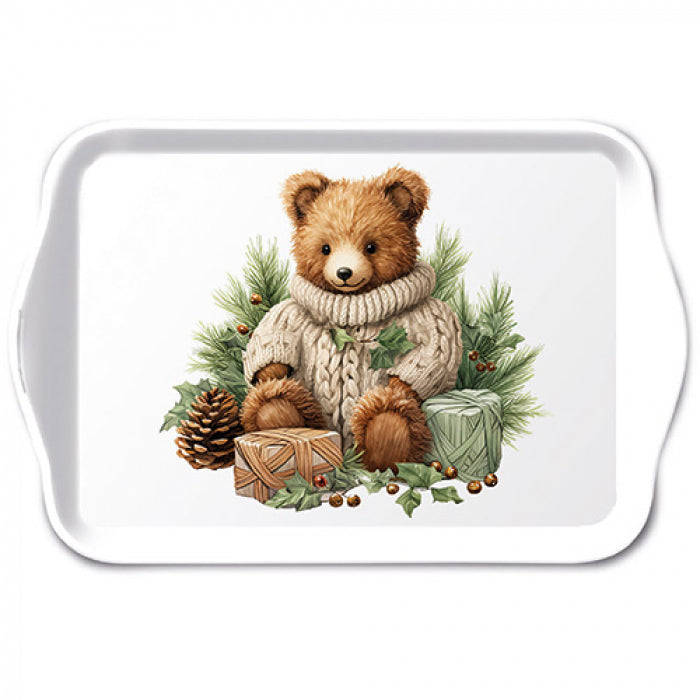 Karácsonyi Mackó műanyag kis tálca 13x21 cm