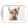Karácsonyi rénszarvas műanyag kis tálca 13x21 cm Deer with Santa hat