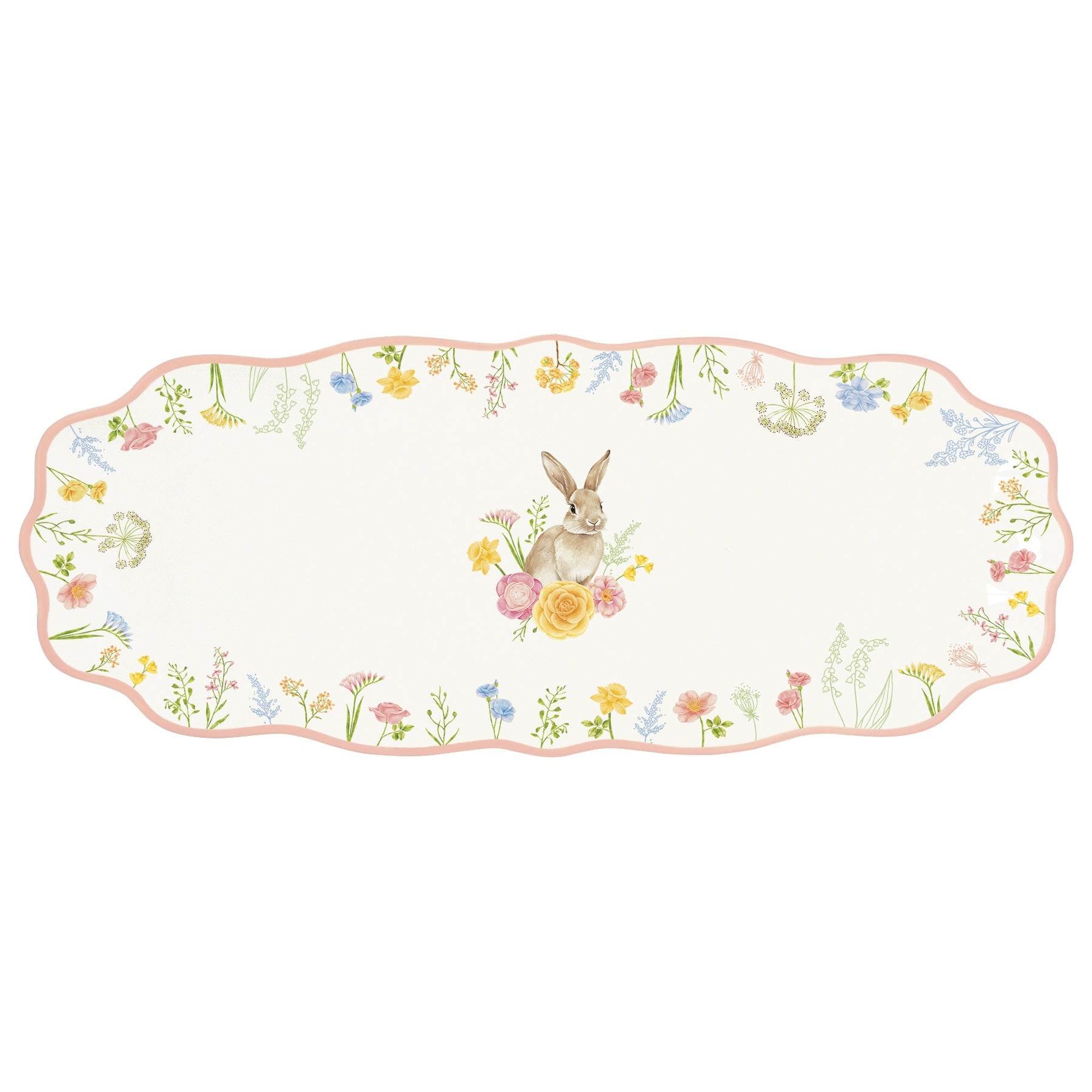 Húsvéti nyuszis porcelán kínálótálca 37x15 cm díszdobozban