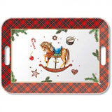 Karácsonyi hintalovas műanyag konyhai nagy tálca 33x47 cm Christmas Toys