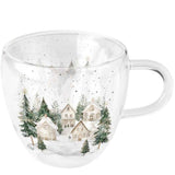 Karácsonyi havas házak mintás duplafalú üveg csésze 200 ml Snowy Houses