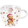 Karácsonyi kakaós-kekszes duplafalú üveg csésze 200 ml Cocoa and Cookie