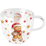 Karácsonyi kakaós-kekszes duplafalú üveg csésze 200 ml Cocoa and Cookie