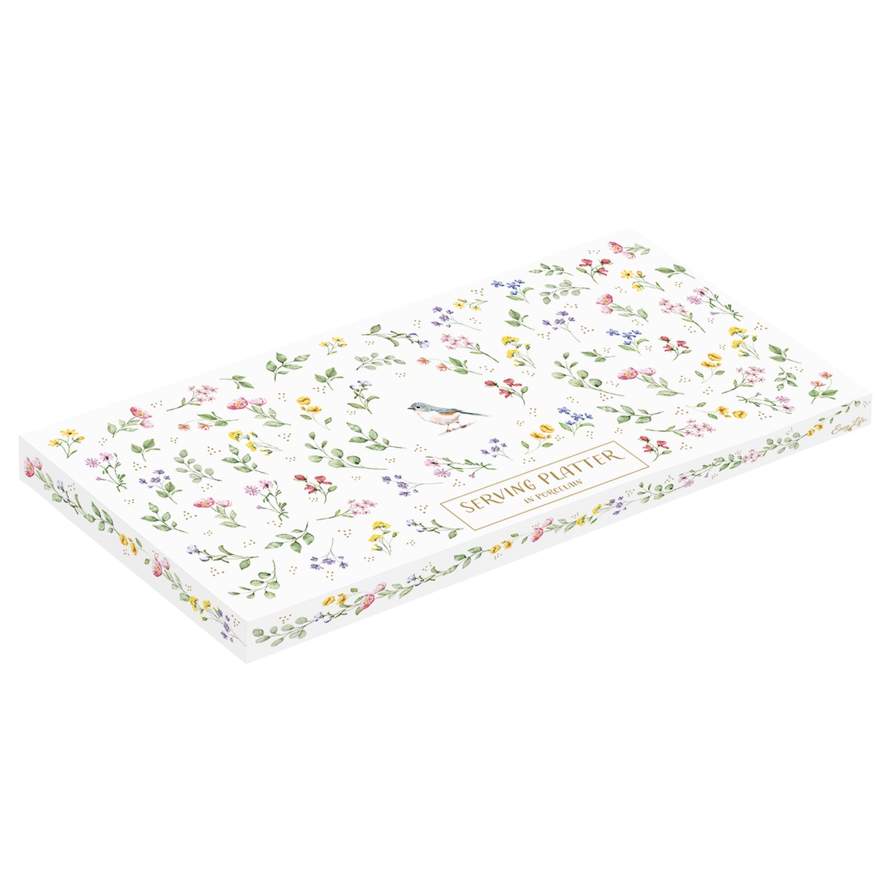 Porcelán kínáló tálca tálca 34x15 cm pillangós díszdobozzal Fancy Garden