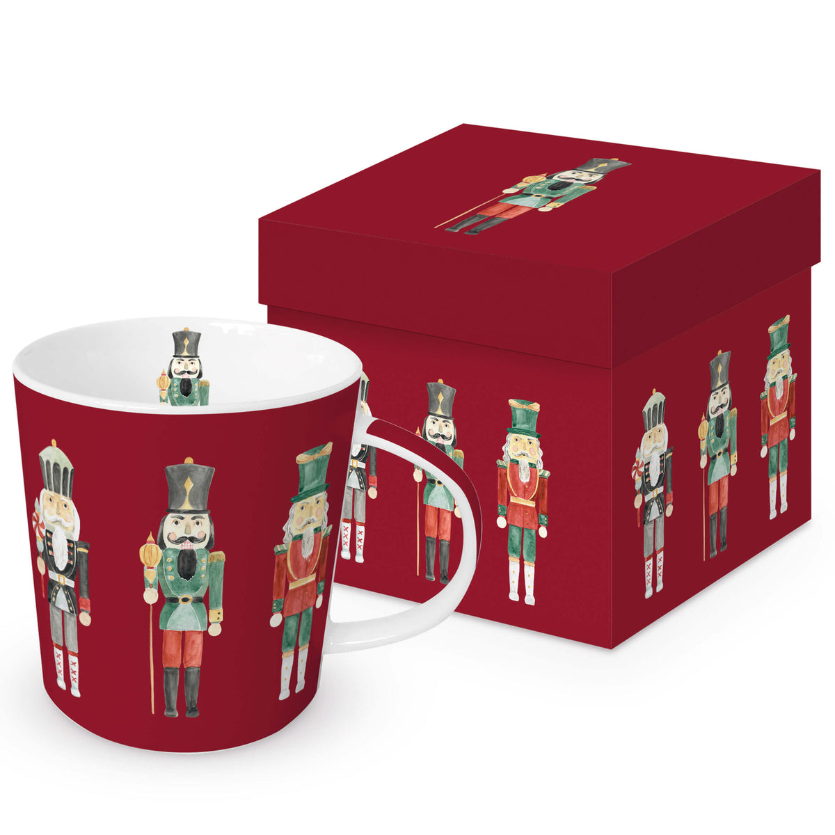 Karácsonyi bögre piros diótörős porcelán díszdobozzal 0,4l