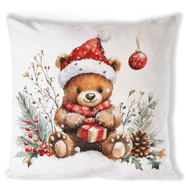 Karácsonyi macis pamut párnahuzat 40x40 cm Teddy’s Gift