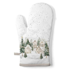 Karácsonyi havas házak mintás sütőkesztyű 18x30 cm Snowy Houses