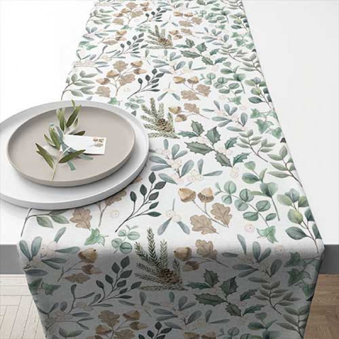 Karácsonyi pamut asztali futó Collection of Leaves 40x150 cm