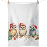 Karácsonyi baglyos pamut konyharuha 50x70 cm Wise Owls