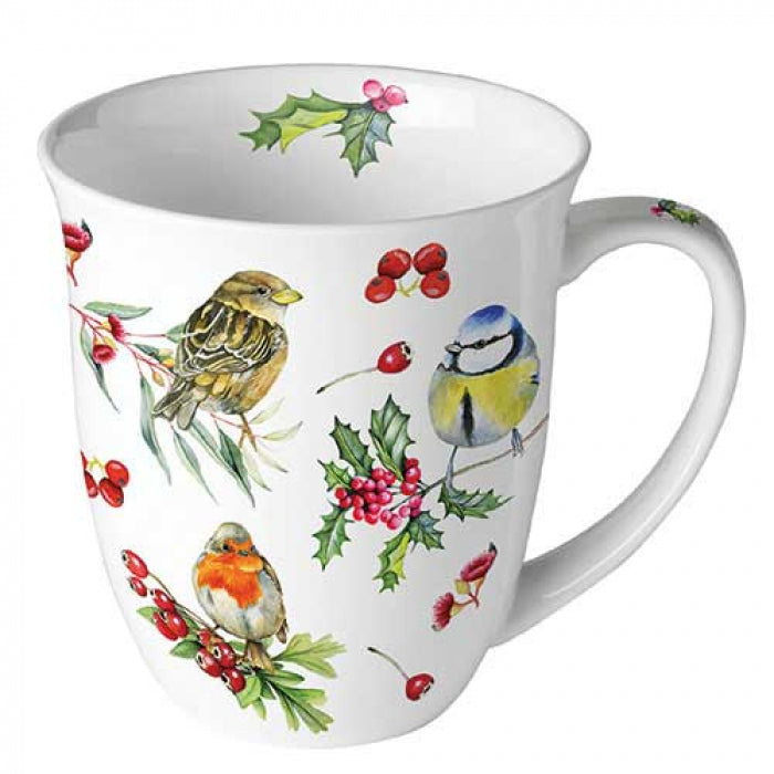 Karácsonyi porcelán bögre 400 ml Téli Madárdal