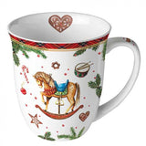 Karácsonyi hintalovas porcelán bögre Christmas Toys