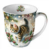 Karácsonyi cicás porcelán bögre Cute cat in the snow