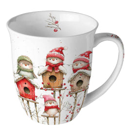 Karácsonyi madaras porcelán bögre 400 ml Birdhouse Quartet