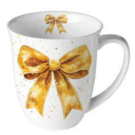 Karácsonyi masnis arany-fehér porcelán bögre 400 ml Fancy Bow