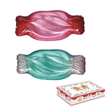 Karácsonyi Üvegtál szett 2 db-os 20,5x9 cm szaloncukor forma díszdobozban Sweet Christmas