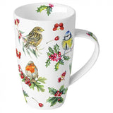 Karácsonyi porcelán nagy bögre 600 ml Téli Madárdal