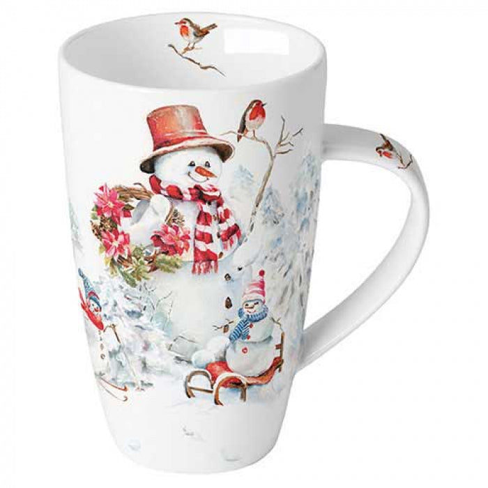 Karácsonyi hóember porcelán nagy bögre Sporty Snowmen 600 ml