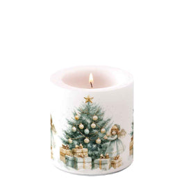 Karácsonyi tündér mintás gyertya kicsi Ø 7,5x9 cm Christmas Fairy