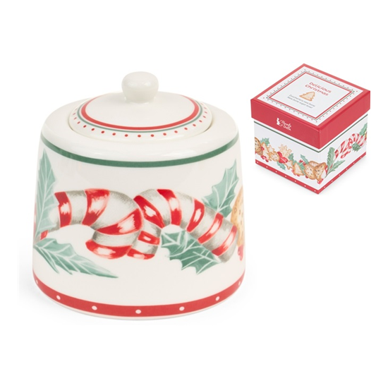 Karácsonyi porcelán cukortartó 270 ml díszdobozban