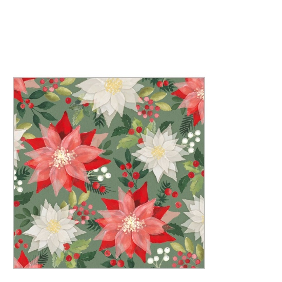 Karácsonyi szalvéta 25x25 cm 20 db-os Winter Poinsettia