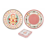 Karácsonyi porcelán desszertes tányér szett 2 db-os díszdobozban mézeskalács baba