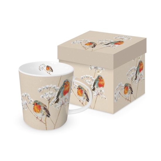 Karácsonyi porcelán bögre 400 ml vörösbegy Solitude