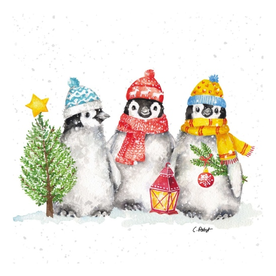 Háromrétegű karácsonyi papírszalvéta 33x33 cm 20 db Sacred Penguins