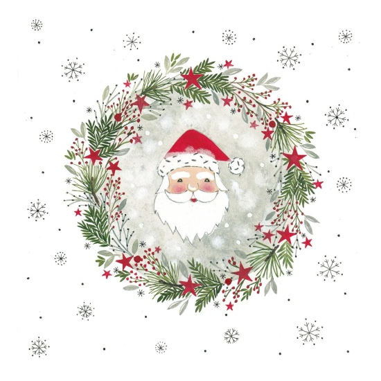 Háromrétegű karácsonyi papírszalvéta 33x33 cm 20 db Wreath & Santa