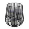 Fém rácsos lantern 3 szürke üvegbetéttel